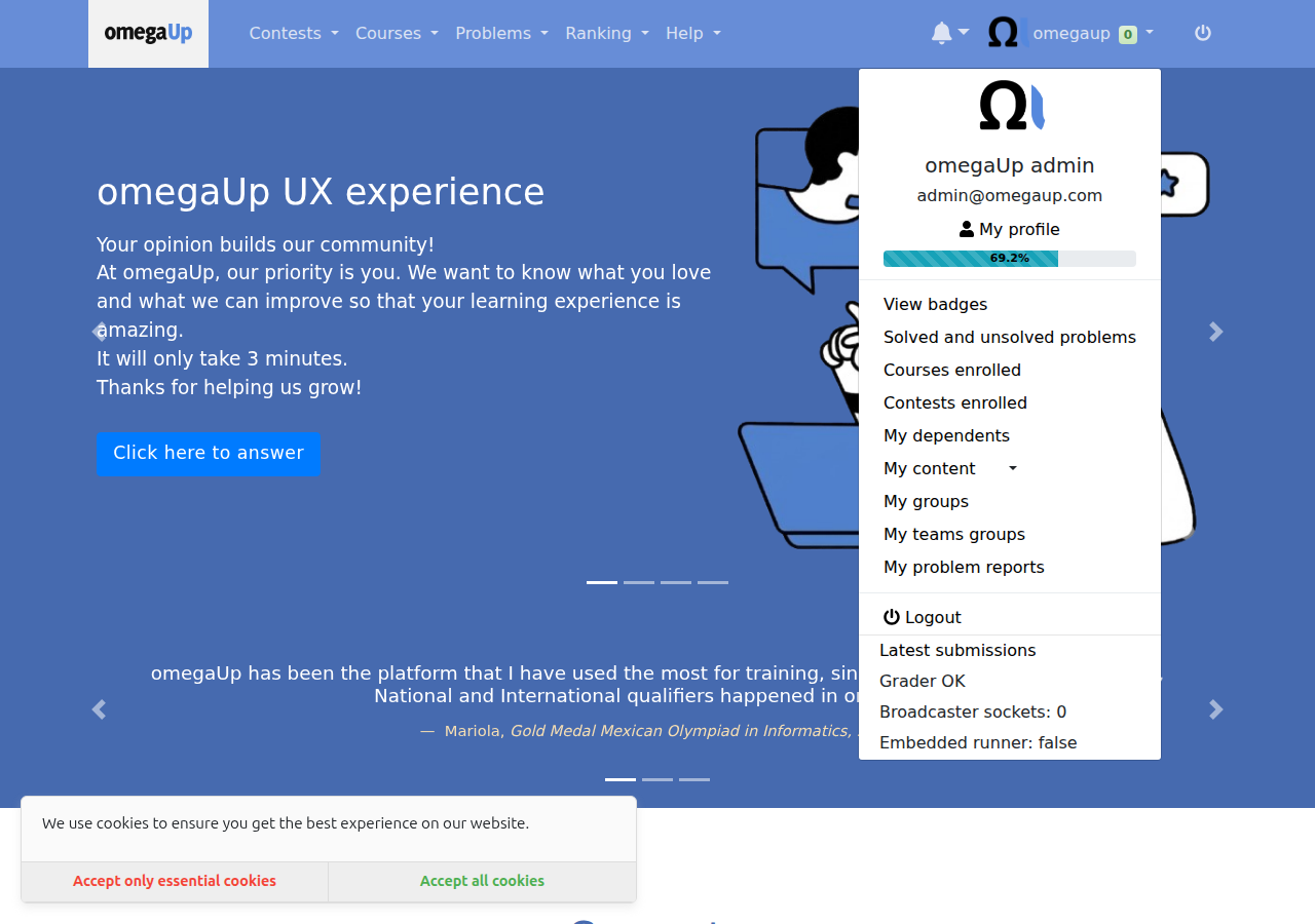 The profile menu