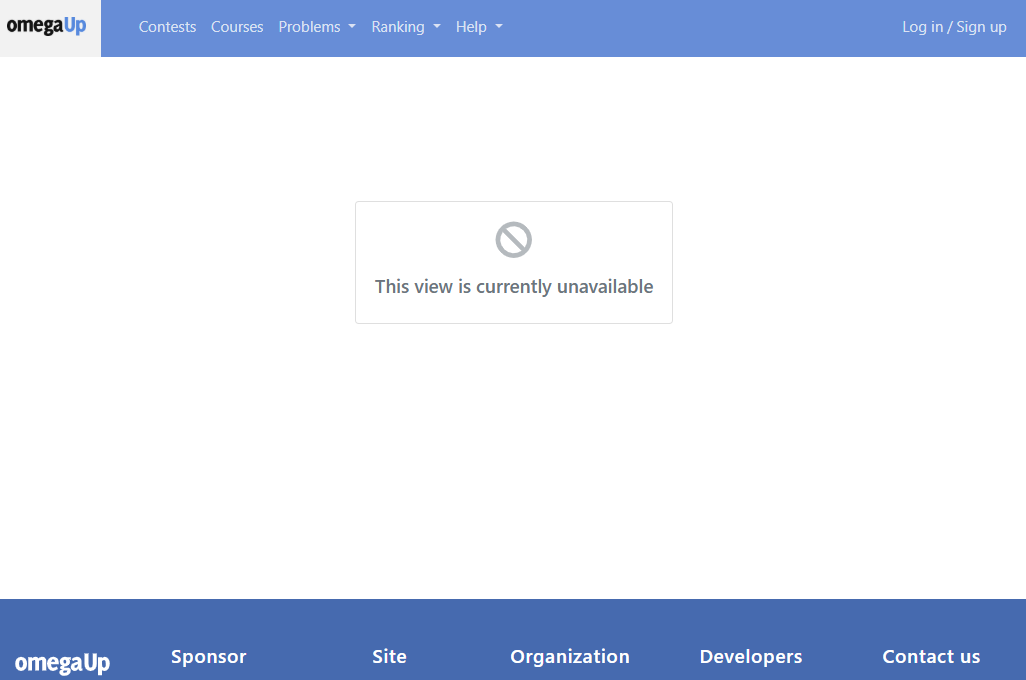 The view unavailable component rendered inside the normal page